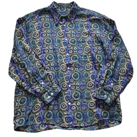 Vintage Jhane Barnes Mens Shirt Large Hong Kong Geometric Club Rave - Picture 2 of 6